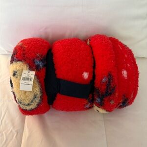 NEW Aerie American Eagle Throw Blanket Fleece Christmas Reindeer SmileyFace Soft